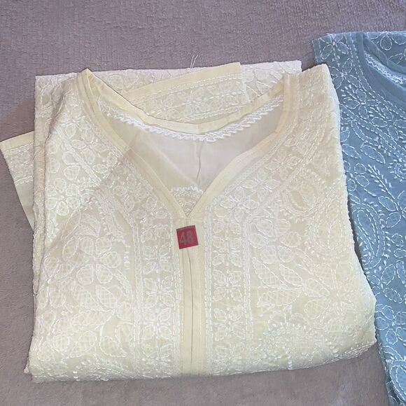 Indian chikankari Kurtis 100% cotton embroidered various sizes and color NWOT - Picture 8 of 9